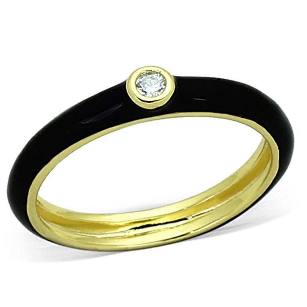 LOA896 - Gold Brass Ring with AAA Grade CZ in Clear - Alamode - Flyclothing LLC