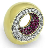 LOA902 - Gold+Ruthenium Brass Ring with AAA Grade CZ in Ruby - Alamode - Flyclothing LLC