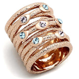 LOA909 - Rose Gold Brass Ring with Top Grade Crystal in Multi Color - Alamode - Flyclothing LLC