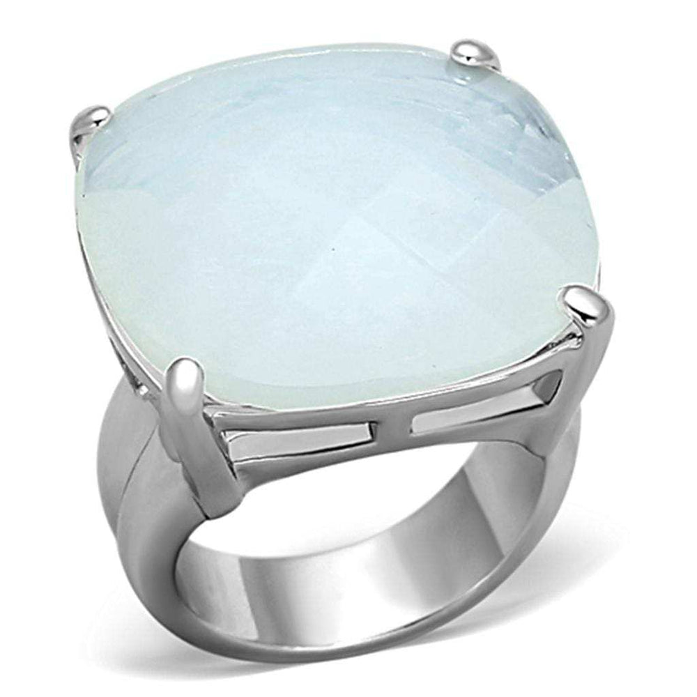 LOA910 - Rhodium Brass Ring with Synthetic Synthetic Glass in Aurora Borealis (Rainbow Effect) - Alamode - Flyclothing LLC