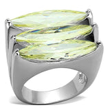 LOA916 - Rhodium Brass Ring with AAA Grade CZ in Apple Green color - Alamode - Flyclothing LLC