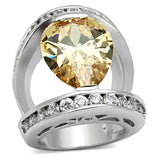 LOA922 - Rhodium Brass Ring with AAA Grade CZ in Champagne - Alamode - Flyclothing LLC