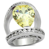 LOA925 - Rhodium Brass Ring with AAA Grade CZ in Citrine Yellow - Alamode - Flyclothing LLC