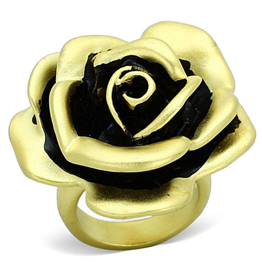 LOA930 - Matte Gold Brass Ring with Epoxy in Jet - Alamode - Flyclothing LLC