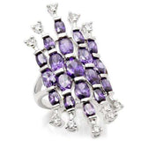 LOA933 - Rhodium Brass Ring with AAA Grade CZ in Amethyst - Alamode - Flyclothing LLC