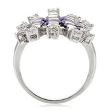 LOA933 - Rhodium Brass Ring with AAA Grade CZ in Amethyst - Alamode - Flyclothing LLC