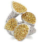 LOA937 - Gold+Rhodium Brass Ring with AAA Grade CZ in Topaz - Alamode - Flyclothing LLC