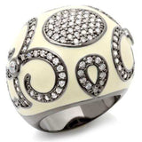 LOA939 - Ruthenium Brass Ring with AAA Grade CZ in Clear - Alamode - Flyclothing LLC