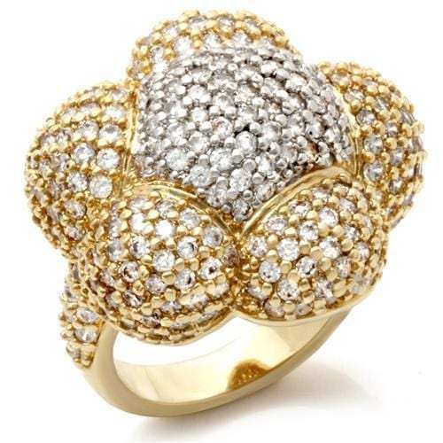 LOA941 - Gold+Rhodium Brass Ring with AAA Grade CZ in Clear - Alamode - Flyclothing LLC