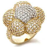 LOA941 - Gold+Rhodium Brass Ring with AAA Grade CZ in Clear - Alamode - Flyclothing LLC