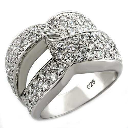 LOAS1006 - Rhodium 925 Sterling Silver Ring with AAA Grade CZ in Clear - Alamode - Flyclothing LLC