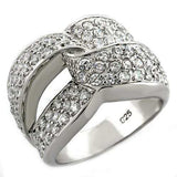 LOAS1006 - Rhodium 925 Sterling Silver Ring with AAA Grade CZ in Clear - Alamode - Flyclothing LLC