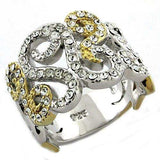 LOAS1019 - Gold+Rhodium 925 Sterling Silver Ring with Top Grade Crystal in Clear - Alamode - Flyclothing LLC