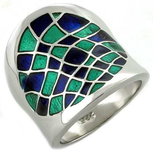 LOAS1021 - Rhodium 925 Sterling Silver Ring with Epoxy in Multi Color - Alamode - Flyclothing LLC