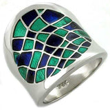 LOAS1021 - Rhodium 925 Sterling Silver Ring with Epoxy in Multi Color - Alamode - Flyclothing LLC