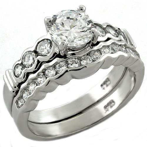 LOAS1023 - Rhodium 925 Sterling Silver Ring with AAA Grade CZ in Clear - Alamode - Flyclothing LLC