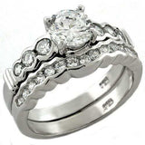 LOAS1023 - Rhodium 925 Sterling Silver Ring with AAA Grade CZ in Clear - Alamode - Flyclothing LLC
