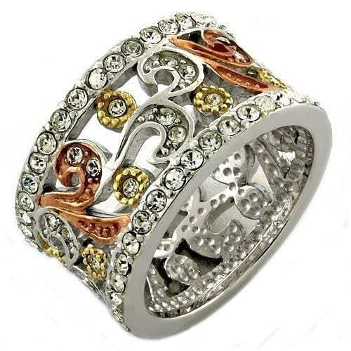 LOAS1032 - Rhodium 925 Sterling Silver Ring with Top Grade Crystal in Multi Color - Alamode - Flyclothing LLC