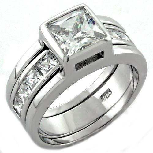 LOAS1034 - Rhodium 925 Sterling Silver Ring with AAA Grade CZ in Clear - Alamode - Flyclothing LLC