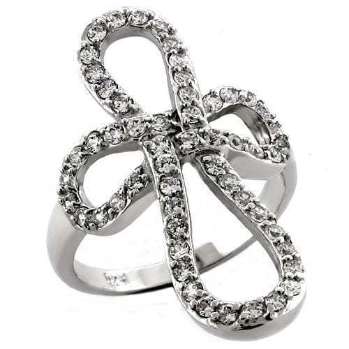 LOAS1035 - Rhodium 925 Sterling Silver Ring with AAA Grade CZ in Clear - Alamode - Flyclothing LLC