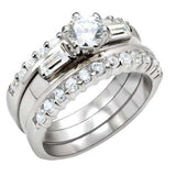 LOAS1040 - High-Polished 925 Sterling Silver Ring with AAA Grade CZ in Clear - Alamode - Flyclothing LLC