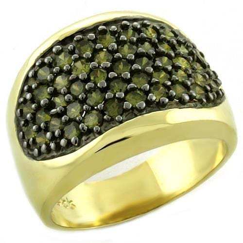 LOAS1042 - Gold 925 Sterling Silver Ring with AAA Grade CZ in Peridot - Alamode - Flyclothing LLC