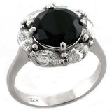 LOAS1044 - Rhodium 925 Sterling Silver Ring with AAA Grade CZ in Jet - Alamode - Flyclothing LLC