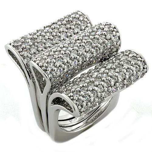 LOAS1047 - Rhodium 925 Sterling Silver Ring with AAA Grade CZ in Clear - Alamode - Flyclothing LLC