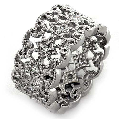 LOAS1051 - Rhodium 925 Sterling Silver Ring with AAA Grade CZ in Clear - Alamode - Flyclothing LLC