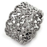 LOAS1051 - Rhodium 925 Sterling Silver Ring with AAA Grade CZ in Clear - Alamode - Flyclothing LLC
