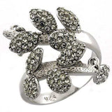 LOAS1053 - Rhodium 925 Sterling Silver Ring with Top Grade Crystal in Clear - Alamode - Flyclothing LLC