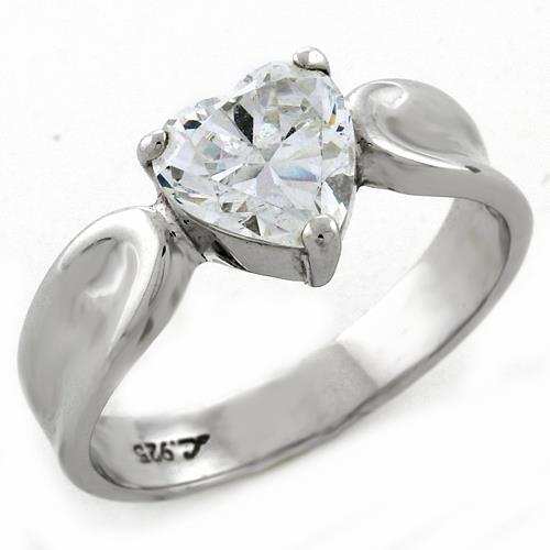 LOAS1061 - High-Polished 925 Sterling Silver Ring with AAA Grade CZ in Clear - Alamode - Flyclothing LLC