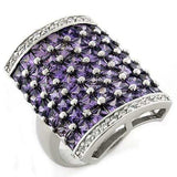 LOAS1063 - Rhodium 925 Sterling Silver Ring with AAA Grade CZ in Amethyst - Alamode - Flyclothing LLC