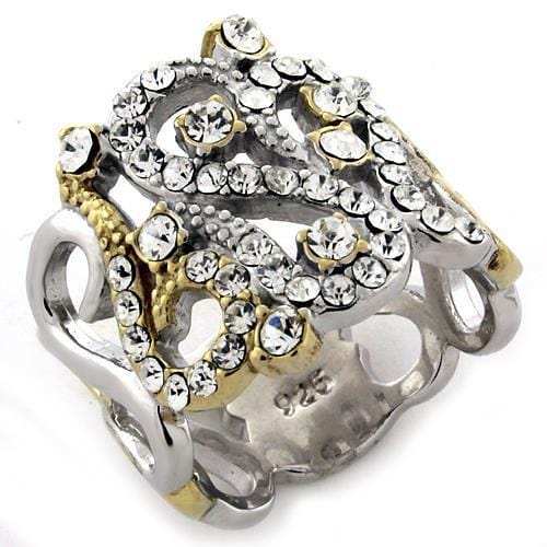 LOAS1066 - Gold+Rhodium 925 Sterling Silver Ring with AAA Grade CZ in Clear - Alamode - Flyclothing LLC
