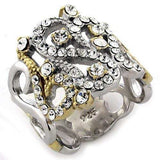 LOAS1066 - Gold+Rhodium 925 Sterling Silver Ring with AAA Grade CZ in Clear - Alamode - Flyclothing LLC