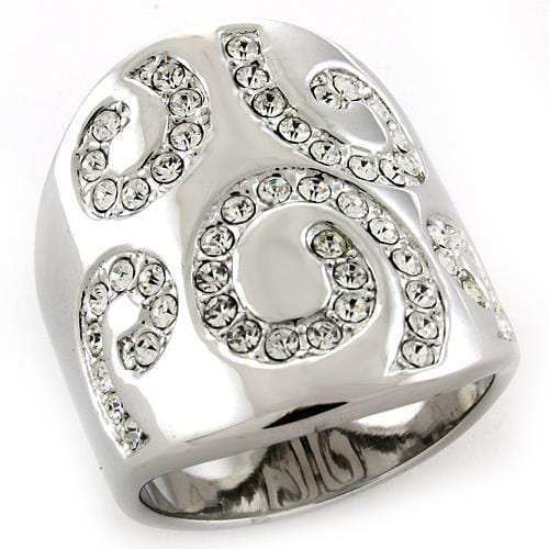LOAS1074 - Rhodium 925 Sterling Silver Ring with Top Grade Crystal in Clear - Alamode - Flyclothing LLC