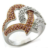 LOAS1077 - Rose Gold 925 Sterling Silver Ring with AAA Grade CZ in Rose - Alamode - Flyclothing LLC