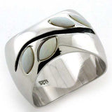 LOAS1080 - Rhodium 925 Sterling Silver Ring with Semi-Precious Opal in White - Alamode - Flyclothing LLC