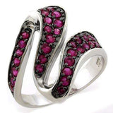 LOAS1082 - IP Black(Ion Plating) 925 Sterling Silver Ring with AAA Grade CZ in Siam - Alamode - Flyclothing LLC