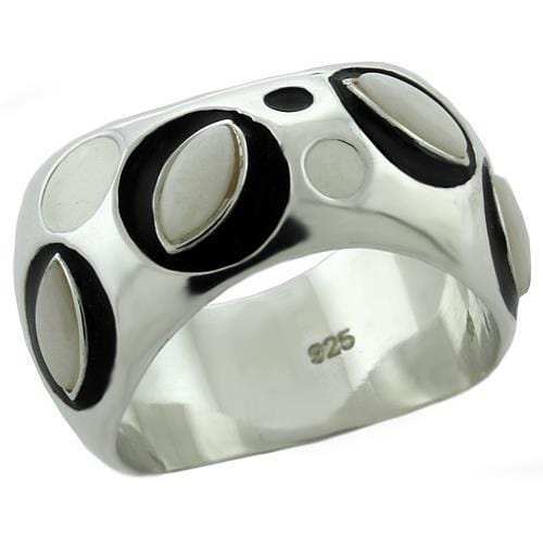 LOAS1085 - Rhodium 925 Sterling Silver Ring with Semi-Precious Opal in White - Alamode - Flyclothing LLC