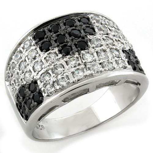 LOAS1088 - IP Black(Ion Plating) 925 Sterling Silver Ring with AAA Grade CZ in Jet - Alamode - Flyclothing LLC