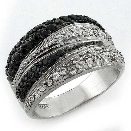 LOAS1095 - Rhodium + Ruthenium 925 Sterling Silver Ring with AAA Grade CZ in Multi Color - Alamode - Flyclothing LLC