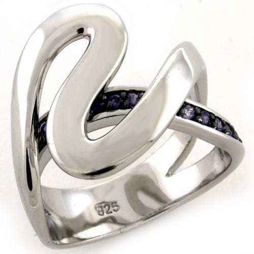 LOAS1102 - Rhodium 925 Sterling Silver Ring with AAA Grade CZ in Amethyst - Alamode - Flyclothing LLC