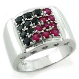 LOAS1103 - Rhodium 925 Sterling Silver Ring with AAA Grade CZ in Multi Color - Alamode - Flyclothing LLC