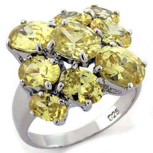LOAS1109 - Rhodium 925 Sterling Silver Ring with AAA Grade CZ in Topaz - Alamode - Flyclothing LLC