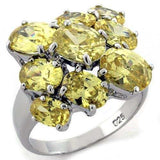 LOAS1109 - Rhodium 925 Sterling Silver Ring with AAA Grade CZ in Topaz - Alamode - Flyclothing LLC