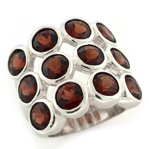 LOAS1120 - High-Polished 925 Sterling Silver Ring with Semi-Precious Spinel in Garnet - Alamode - Flyclothing LLC