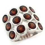LOAS1120 - High-Polished 925 Sterling Silver Ring with Semi-Precious Spinel in Garnet - Alamode - Flyclothing LLC
