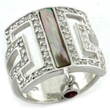 LOAS1122 - Rhodium 925 Sterling Silver Ring with Precious Stone Conch in White AB - Alamode - Flyclothing LLC