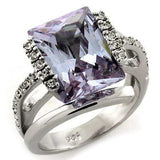 LOAS1124 - Rhodium 925 Sterling Silver Ring with AAA Grade CZ in Light Amethyst - Alamode - Flyclothing LLC